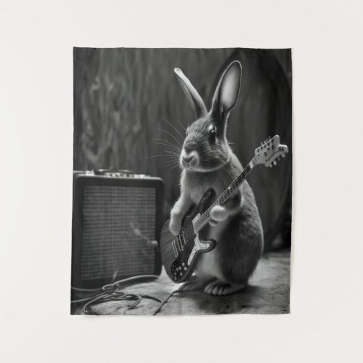 Bunny Playing a Guitar タペストリー (正面)