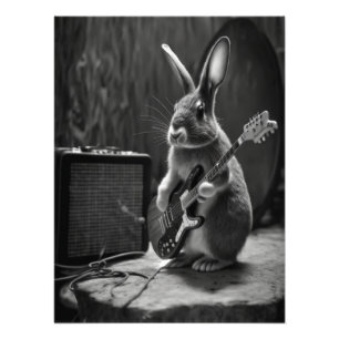 Bunny Playing a Guitar フォトプリント
