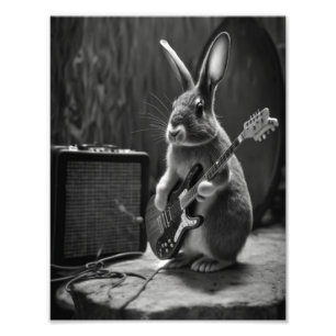 Bunny Playing a Guitar フォトプリント
