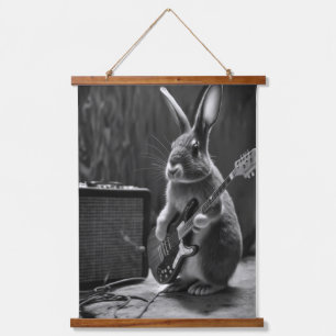 Bunny Playing a Guitar 吊り下げ型タペストリー