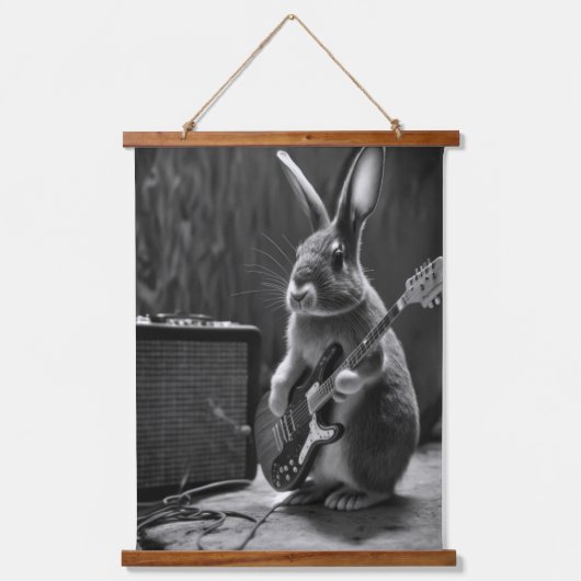 Bunny Playing a Guitar 吊り下げ型タペストリー (正面)
