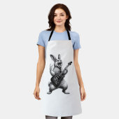 Bunny Playing Guitar Rock Star Bunny Lover Easter  エプロン (着用した状態)