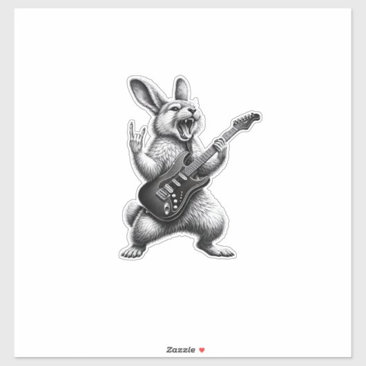 Bunny Playing Guitar Rock Star Bunny Lover Easter  シール (シート)