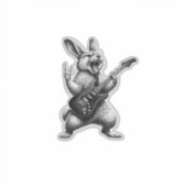 Bunny Playing Guitar Rock Star Bunny Lover Easter  シール (正面)