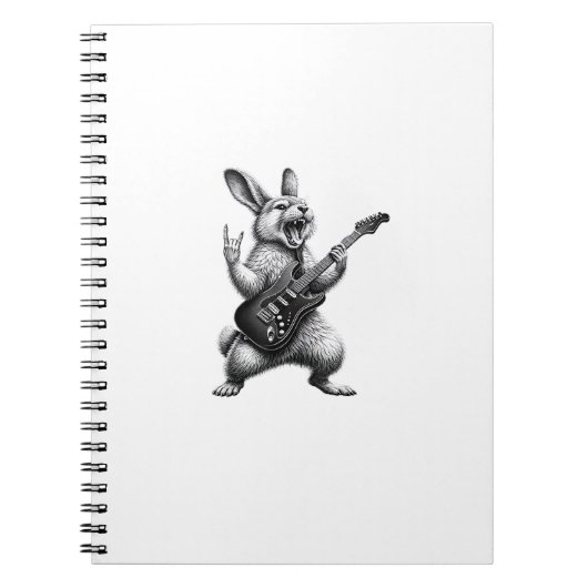 Bunny Playing Guitar Rock Star Bunny Lover Easter  ノートブック (正面)