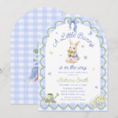 Bunny Pretty Rabbit Gingham Baby Shower Invitation 招待状 (正面/裏面)