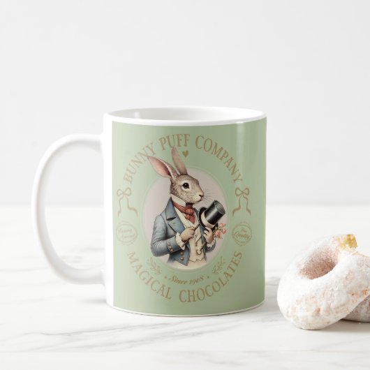 Bunny Puff Company Vintage Rabbit Gentleman コーヒーマグカップ (ドーナツ)