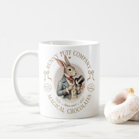 Bunny Puff Company Vintage Rabbit Gentleman コーヒーマグカップ (ドーナツ)