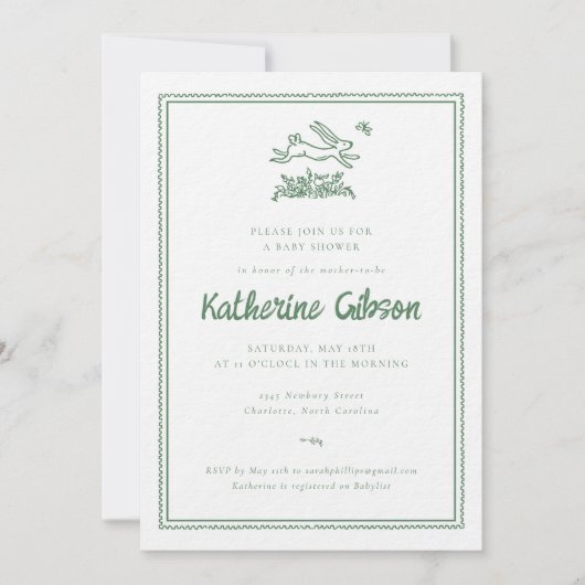 Bunny Rabbit Baby Shower Invitation 招待状 (正面)