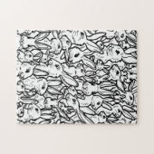 Bunny Rabbit Black & White Drawings Cute Fun Hard ジグソーパズル (横)