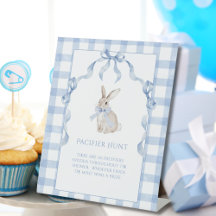 Bunny Rabbit Blue Baby Shower Pacifier Hunt
