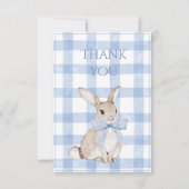 Bunny Rabbit Blue Plaid Vintage サンキューカード (正面)