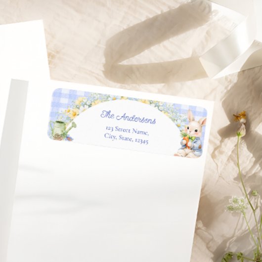 Bunny Rabbit Boy Baby Shower Return Address Label ラベル