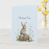 Bunny Rabbit Butterfly Missing You カード (黄色い花)
