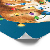 Bunny Rabbit Christmas Lights Santa Hat Funny Xmas ポスター (角)