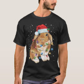 Bunny Rabbit Christmas Lights Santa Hat Funny Xmas Tシャツ (正面)