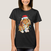 Bunny Rabbit Christmas Lights Santa Hat Funny Xmas Tシャツ (正面)
