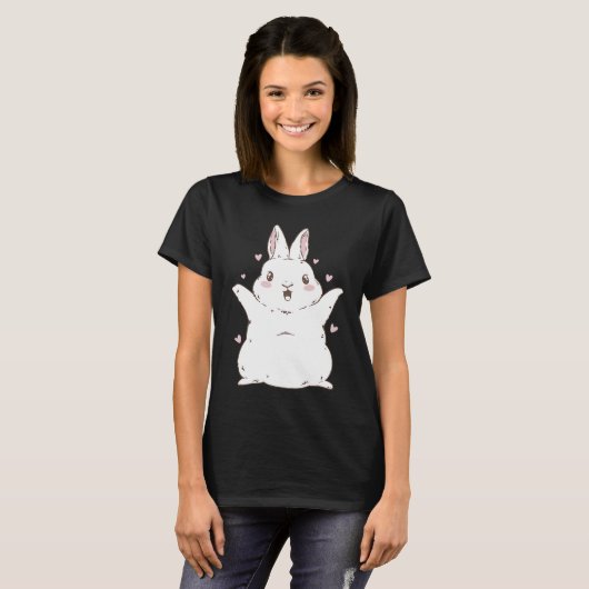 Bunny Rabbit Christmas New Year cute Tシャツ (正面フル)