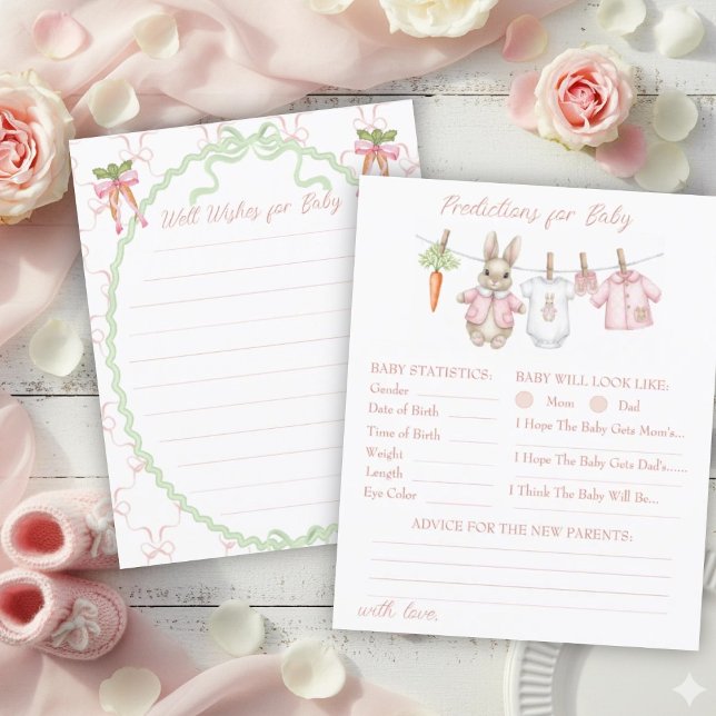 Bunny Rabbit Clothesline Baby Shower Prediction  (クリエイターアップロード済み)