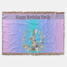 Bunny Rabbit gift - personalised blanket  スローブランケット