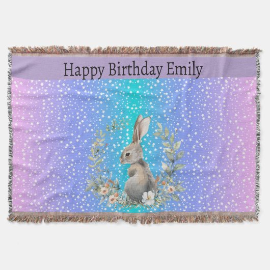 Bunny Rabbit gift - personalised blanket  スローブランケット (正面)