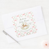 Bunny Rabbit Girl Floral Pink Bow Baby Shower  スクエアシール (封筒)