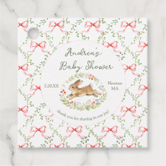Bunny Rabbit Girl Floral Pink Bow Baby Shower  フェイバータグ