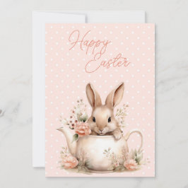 Bunny Rabbit in a Teapot Happy Easter  シーズンカード