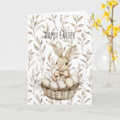 Bunny Rabbit in Basket Easter Eggs   カード (黄色い花)