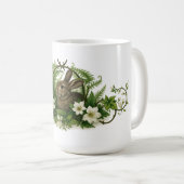 Bunny Rabbit In Floral Foliage コーヒーマグカップ (正面右)