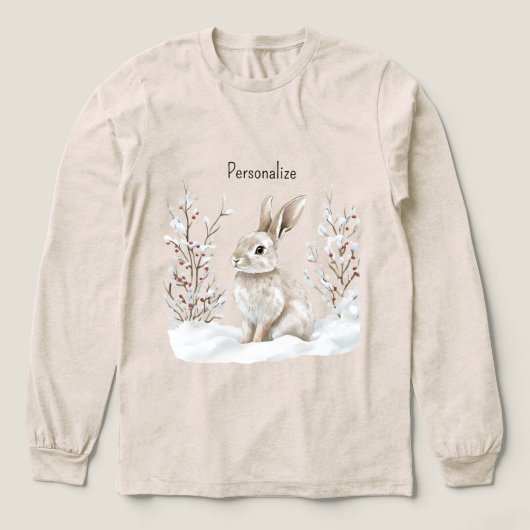 Bunny Rabbit in Snow Christmas トライブレンドＴシャツ (デザイン正面)