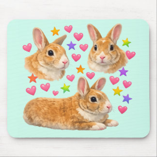bunny rabbit kawaii cute rainbow pet mom マウスパッド