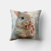 Bunny Rabbit Nibbling On a Candy Cane クッション (裏面)