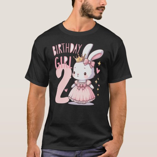 Bunny Rabbit Princess Pink Children's Birthday 2 Y Tシャツ (正面)