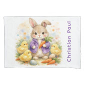 Bunny Rabbit Purple Jacket Baby Shower Gift 枕カバー (正面)
