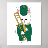 Bunny Rabbit Trombone Marching Band Green Gold ポスター (正面)