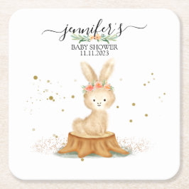 Bunny Rabbit wildlife baby newborn スクエアペーパーコースター