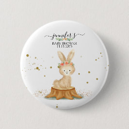 Bunny Rabbit wildlife forest baby shower dots 缶バッジ