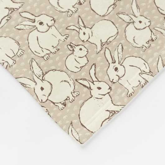 Bunny Rabbits Bonanza – パターン。 フリースブランケット (角)