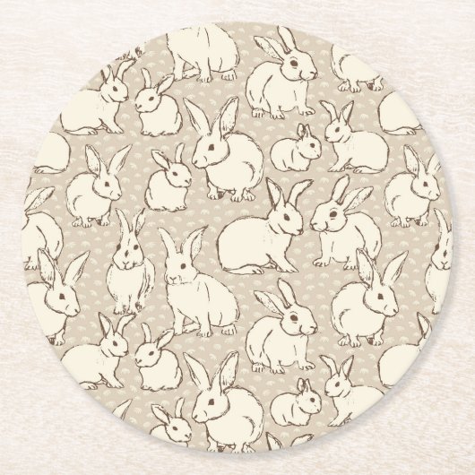 Bunny Rabbits Bonanza – パターン。 ラウンドペーパーコースター (正面)