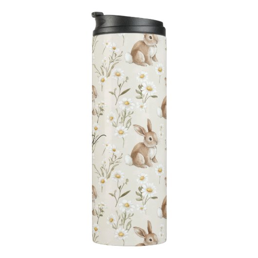 Bunny Rabbits Daisy Flowers タンブラー (回転右)