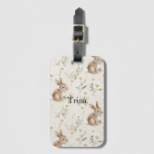 Bunny Rabbits Daisy Flowers ラゲッジタグ (正面縦)