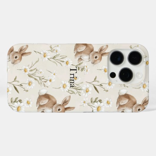 Bunny Rabbits Daisy Flowers Case-Mate iPhoneケース (裏面 (横))