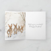 Bunny Rabbits in Snow Christmas カード (内部)