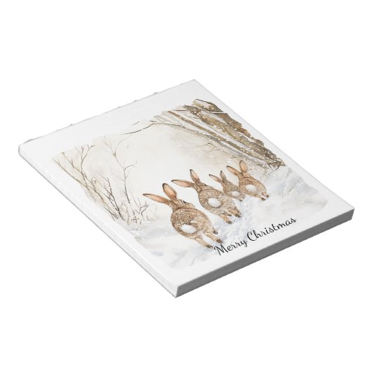 Bunny Rabbits Woods Christmas ノートパッド (アングル)