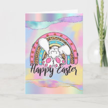 Bunny Rainbow with glitter Happy Easter 