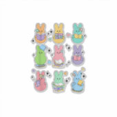 Bunny Reading Books Easter Day Librarian Teacher B シール (正面)