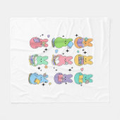 Bunny Reading Books Easter Day Librarian Teacher B フリースブランケット (正面(横))