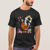 Bunny Riding Chicken Easter Day Costume Farmer Hun Tシャツ (正面)