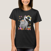 Bunny Riding Elephant Easter Day Costume Hunting E Tシャツ (正面)